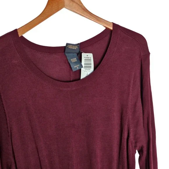 TORRID Outlander Burgundy Lace Waist Sweater Dress Plus size 2X NWT - Picture 9 of 14